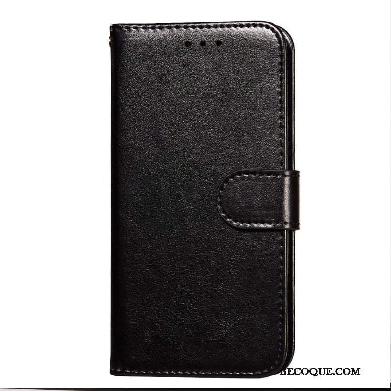 Etui Folio do Samsung Galaxy S22 5G z Łańcuch Pasek W Jednolitym Kolorze