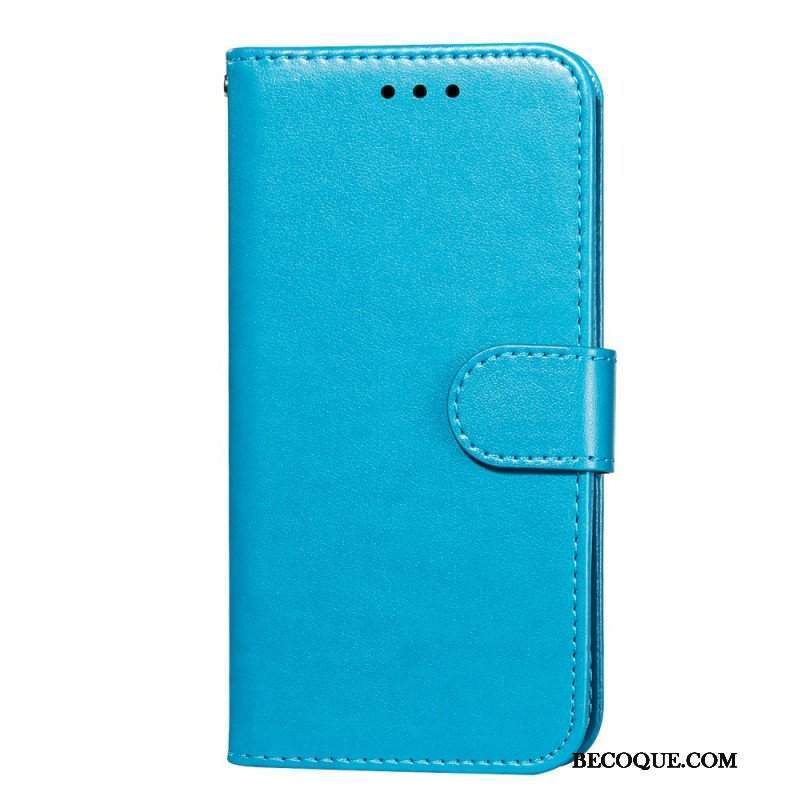 Etui Folio do Samsung Galaxy S22 5G z Łańcuch Pasek W Jednolitym Kolorze