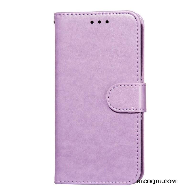 Etui Folio do Samsung Galaxy S22 5G z Łańcuch Pasek W Jednolitym Kolorze