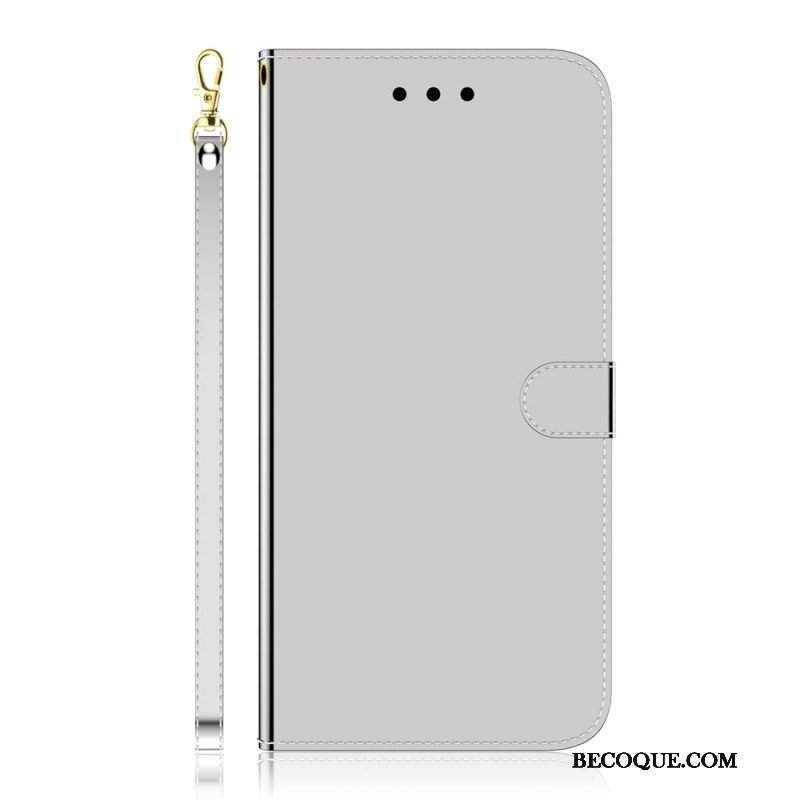 Etui Folio do Samsung Galaxy S22 Plus 5G Osłona Lusterka Ze Sztucznej Skóry