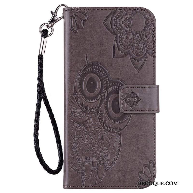 Etui Folio do Samsung Galaxy S22 Ultra 5G Sowa Mandala I Smycz