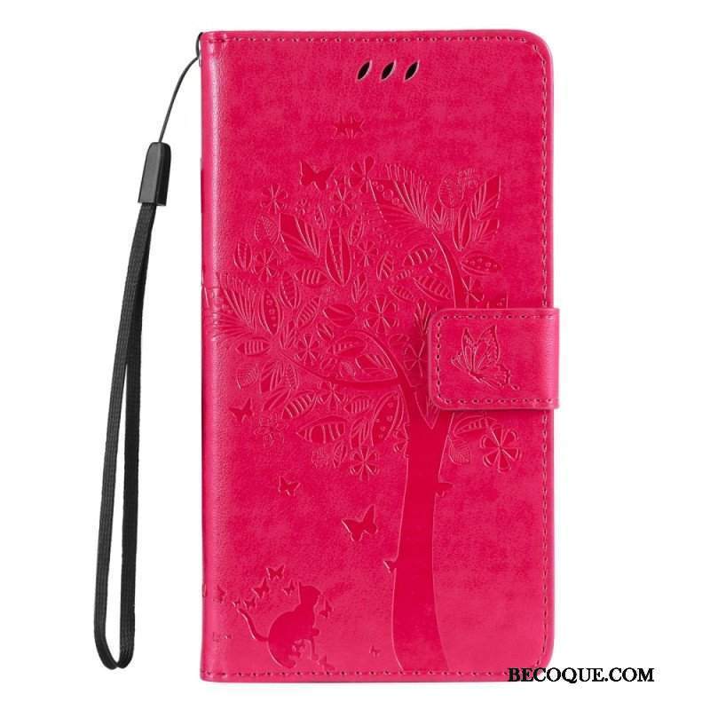 Etui Folio do Samsung Galaxy S23 5G Drapak Dla Kota Ze Smyczą