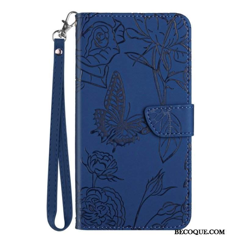 Etui Folio do Samsung Galaxy S23 5G Motyl Ze Smyczą