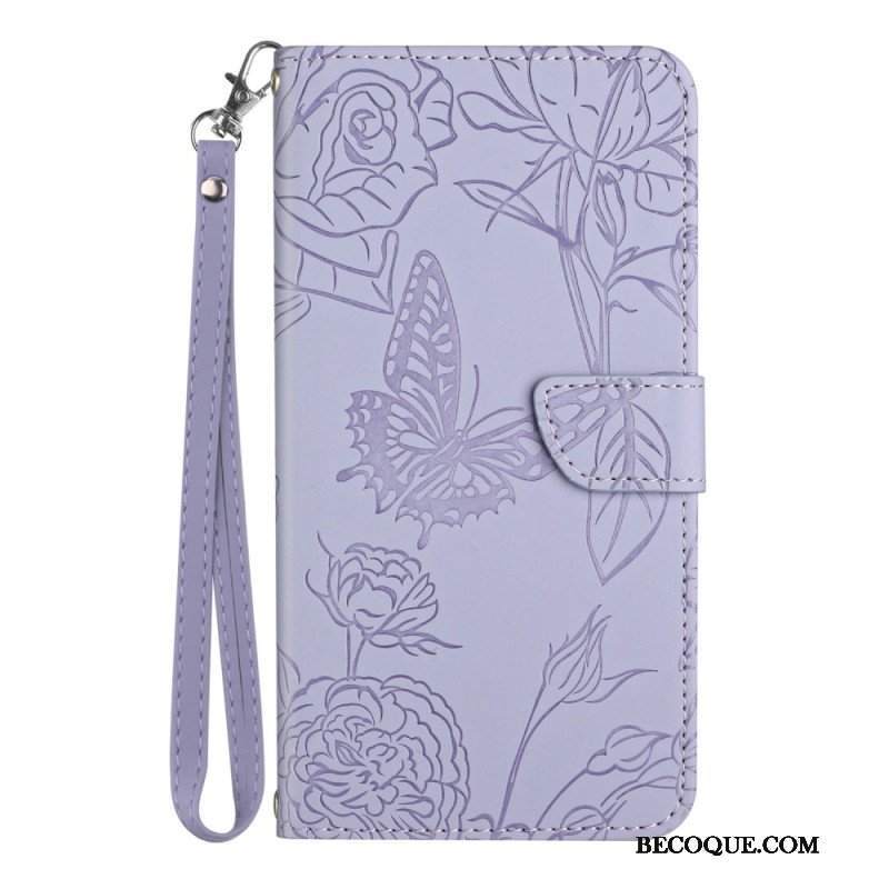 Etui Folio do Samsung Galaxy S23 5G Motyl Ze Smyczą