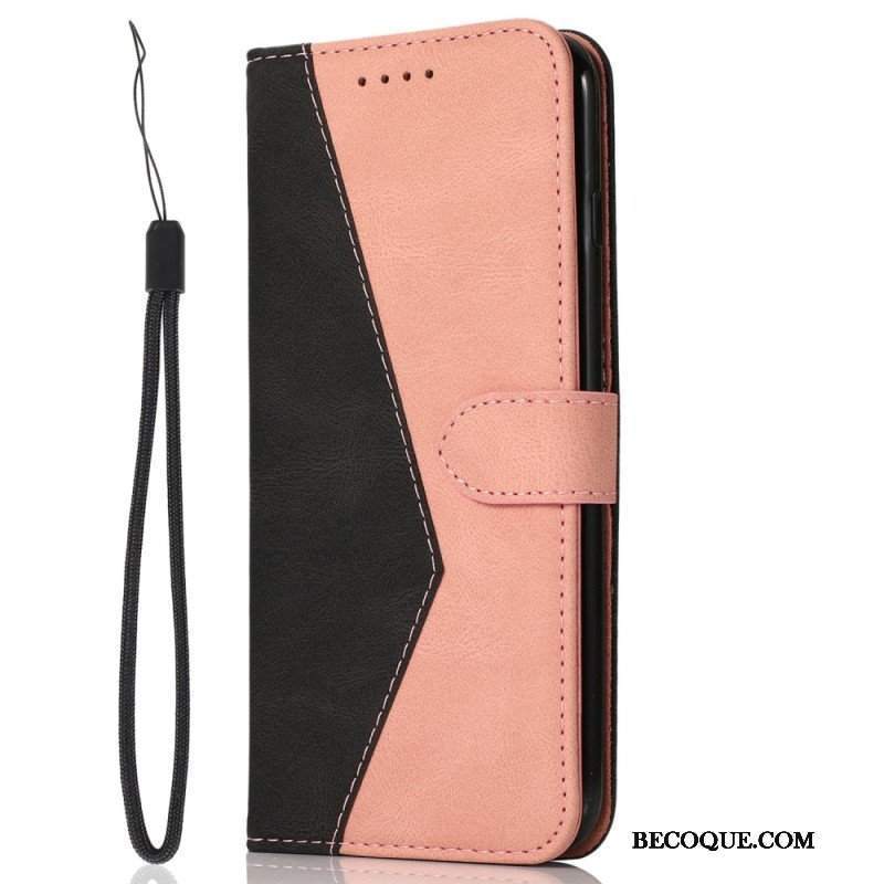 Etui Folio do Samsung Galaxy S23 5G z Łańcuch Dwukolorowy Pasek