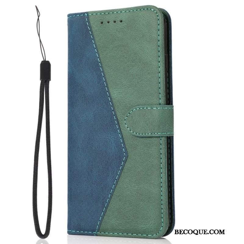 Etui Folio do Samsung Galaxy S23 5G z Łańcuch Dwukolorowy Pasek