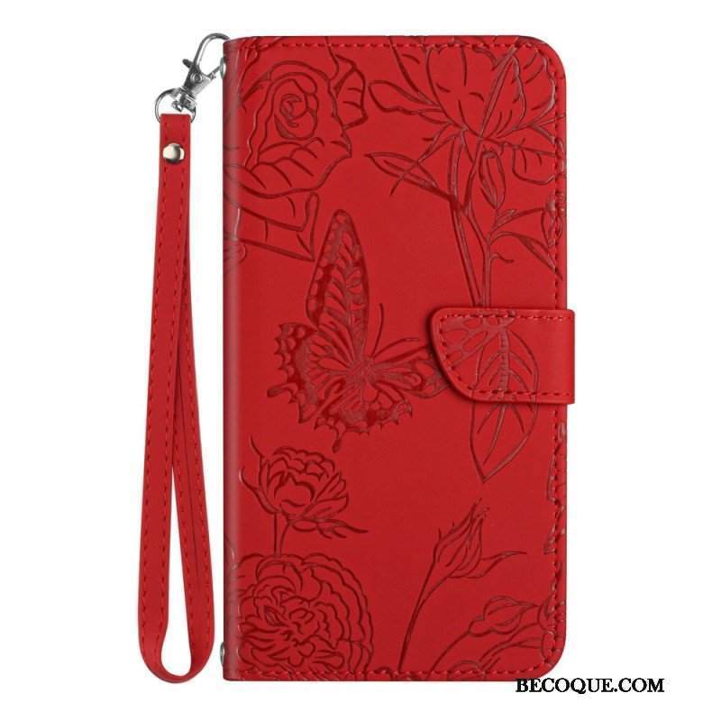 Etui Folio do Samsung Galaxy S23 Plus 5G Motyl Ze Smyczą