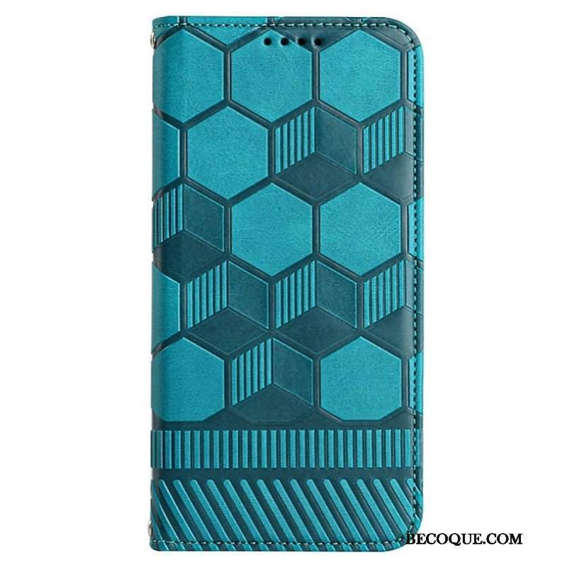 Etui Folio do Samsung Galaxy S23 Plus 5G z Łańcuch Futbolowy Styl Z Paskami