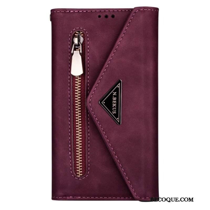 Etui Folio do Samsung Galaxy S23 Ultra 5G Multi-karty Ze Smyczą I Paskiem Na Ramię
