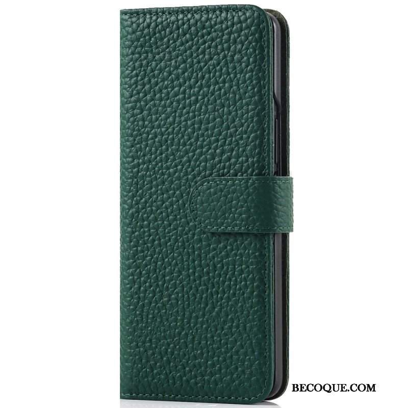 Etui Folio do Samsung Galaxy Z Fold 3 5G Oryginalna Skórzana Obsadka Do Pióra Litchi