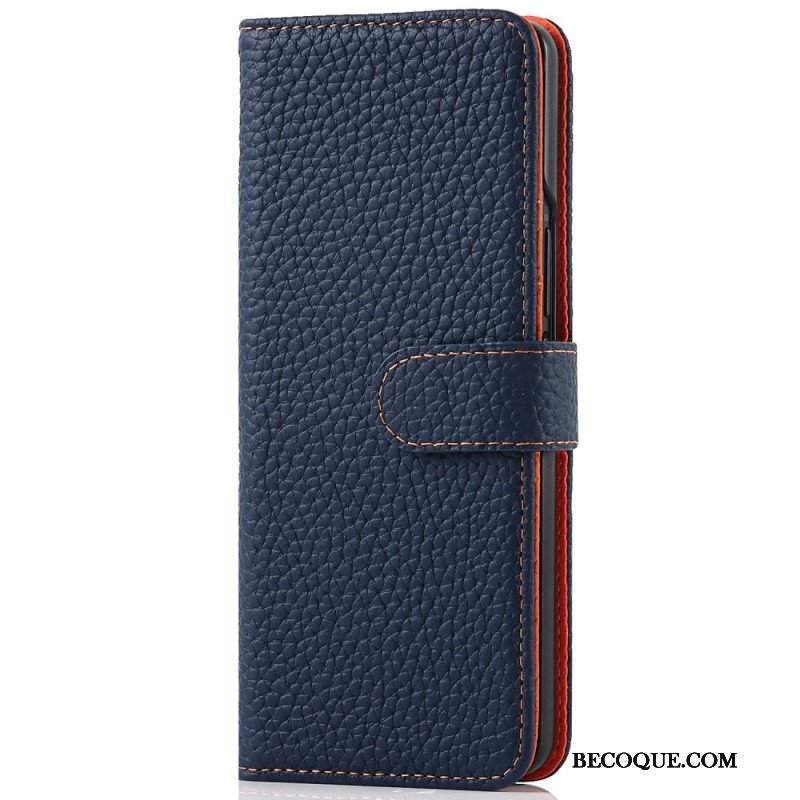 Etui Folio do Samsung Galaxy Z Fold 3 5G Oryginalna Skórzana Obsadka Do Pióra Litchi