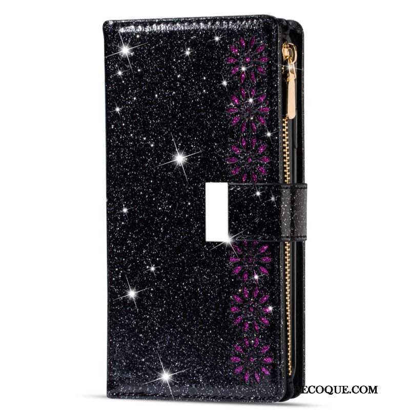 Etui Folio do Samsung Galaxy Z Fold 3 5G Portfel Cekinowy Portfel Zapinany Na Zamek