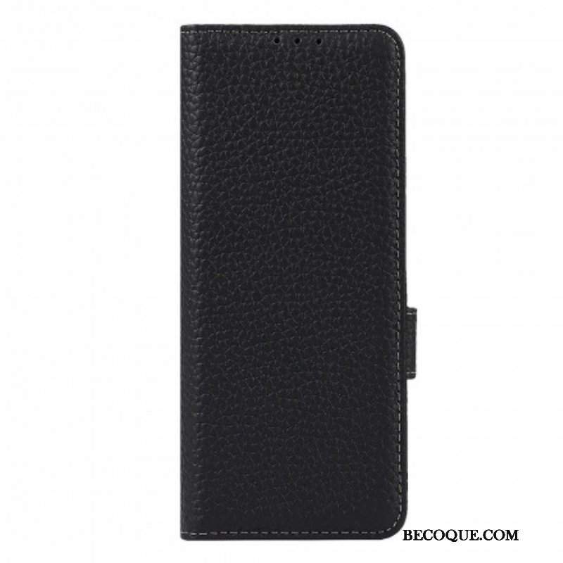 Etui Folio do Samsung Galaxy Z Fold 3 5G Prawdziwa Skóra Litchi