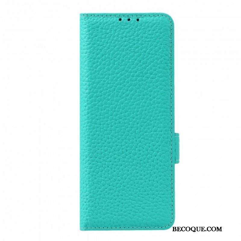 Etui Folio do Samsung Galaxy Z Fold 3 5G Prawdziwa Skóra Litchi