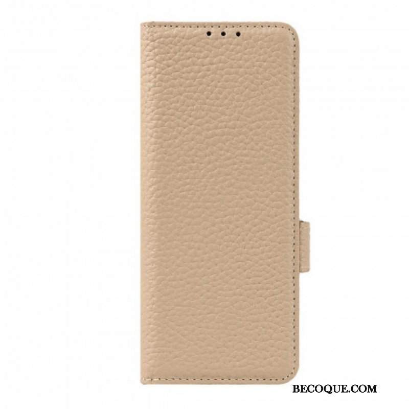 Etui Folio do Samsung Galaxy Z Fold 3 5G Prawdziwa Skóra Litchi