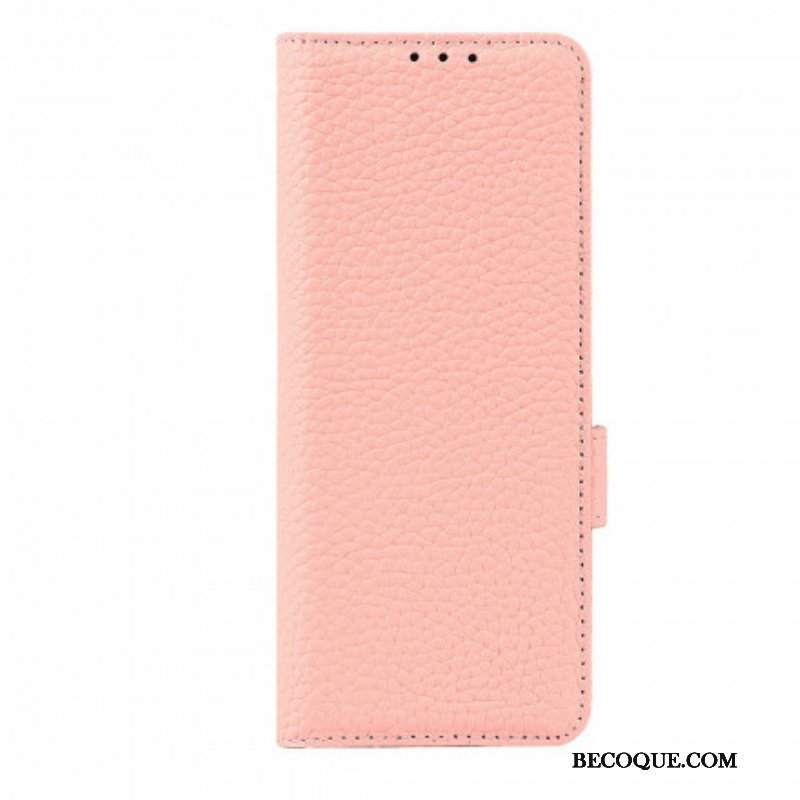 Etui Folio do Samsung Galaxy Z Fold 3 5G Prawdziwa Skóra Litchi