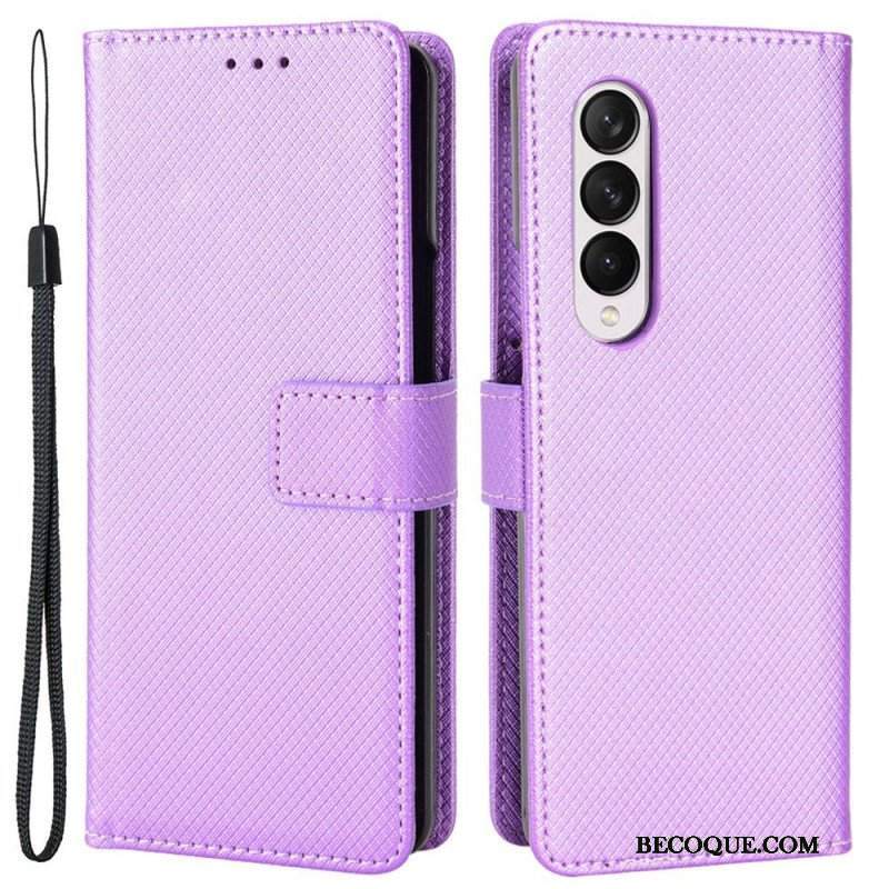 Etui Folio do Samsung Galaxy Z Fold 4 z Łańcuch Diamentowy Pasek