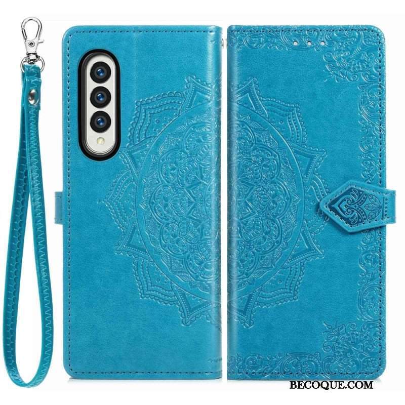 Etui Folio do Samsung Galaxy Z Fold 4 z Łańcuch Średniowieczna Mandala Z Paskami