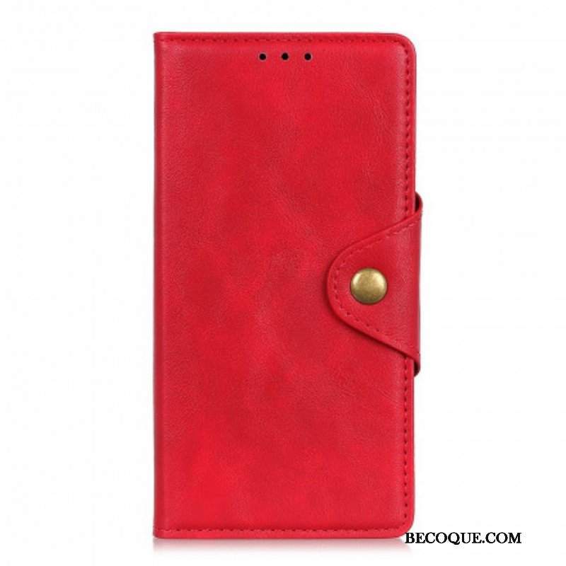 Etui Folio do Sony Xperia 1 III Vintage Guzik Ze Sztucznej Skóry