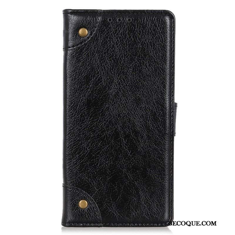 Etui Folio do Sony Xperia 1 IV Stylowa Skóra Nappa Z Nitami