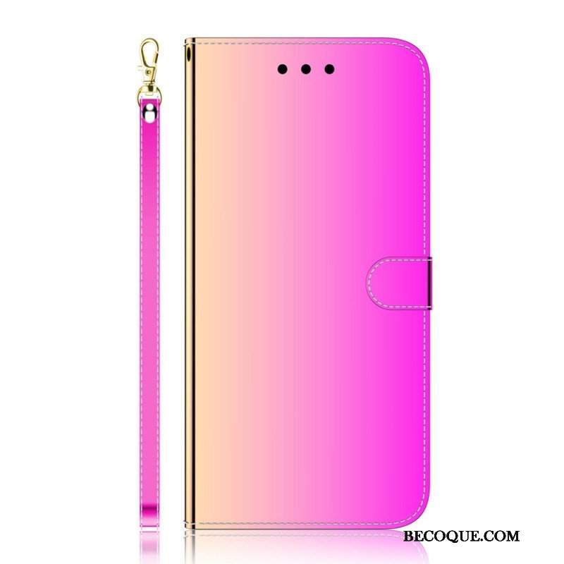 Etui Folio do Sony Xperia 1 IV z Łańcuch Lustrzany Pasek Ze Sztucznej Skóry