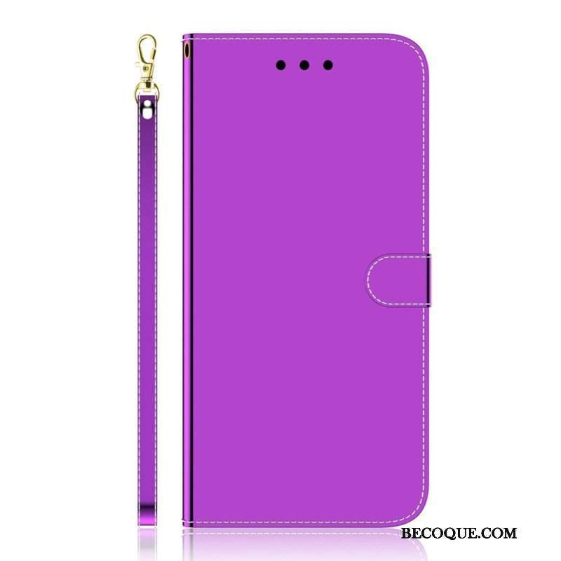 Etui Folio do Sony Xperia 1 IV z Łańcuch Lustrzany Pasek Ze Sztucznej Skóry