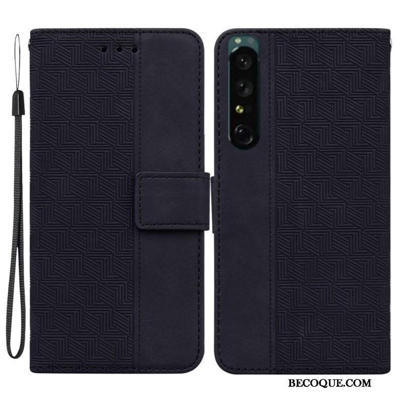 Etui Folio do Sony Xperia 1 IV z Łańcuch Pasiasty Wzór