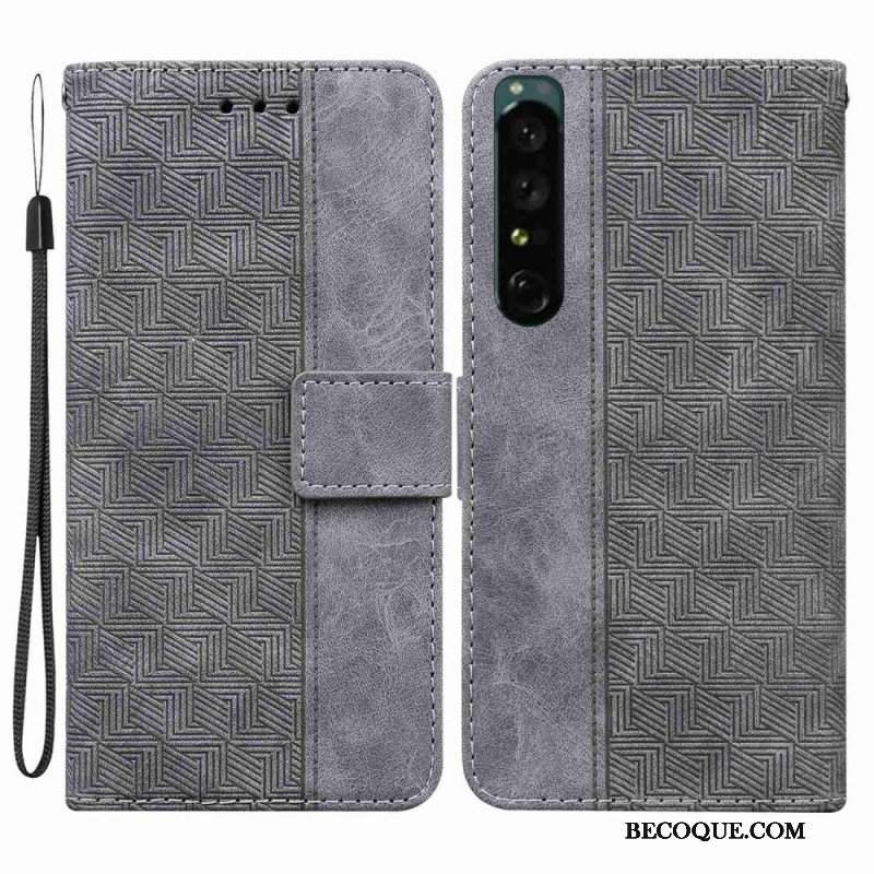 Etui Folio do Sony Xperia 1 IV z Łańcuch Pasiasty Wzór