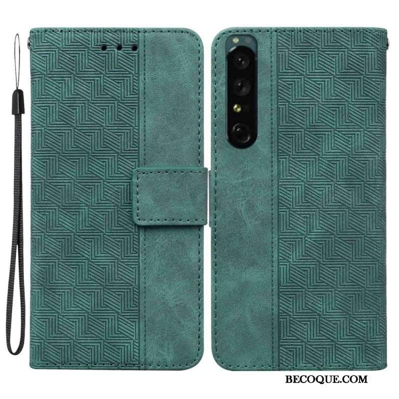 Etui Folio do Sony Xperia 1 IV z Łańcuch Pasiasty Wzór