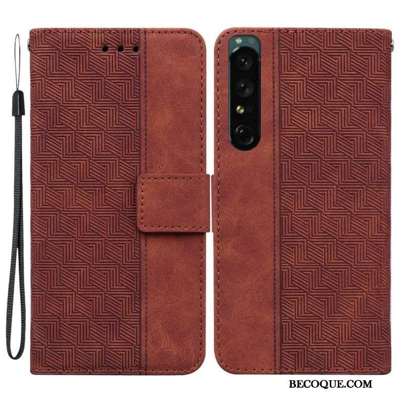 Etui Folio do Sony Xperia 1 IV z Łańcuch Pasiasty Wzór