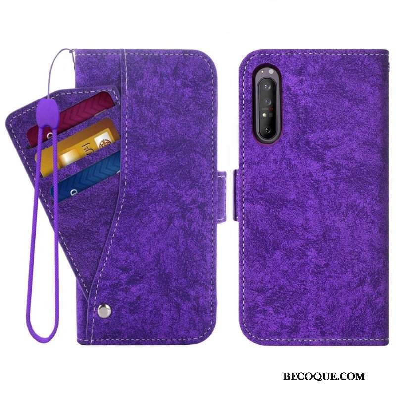 Etui Folio do Sony Xperia 5 IV Obrotowy Uchwyt Na Karty W Stylu Vintage