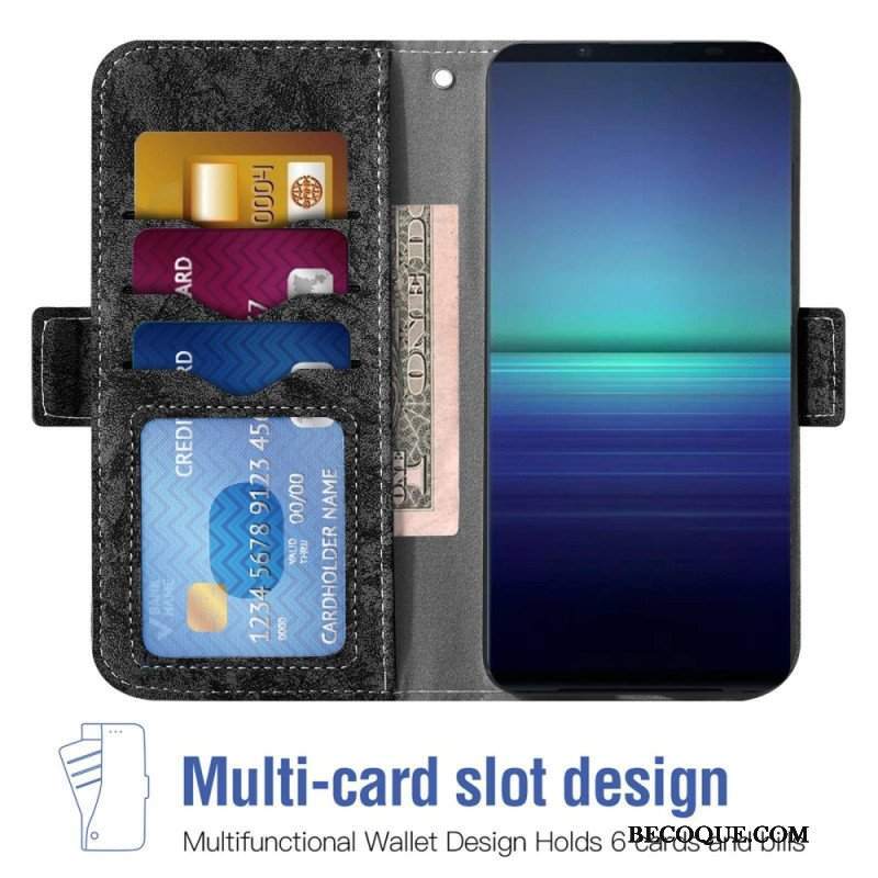 Etui Folio do Sony Xperia 5 IV Obrotowy Uchwyt Na Karty W Stylu Vintage