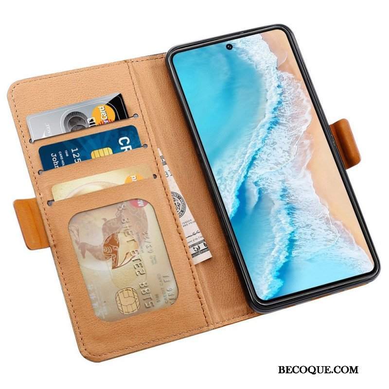 Etui Folio do Vivo X80 Pro Efekt Tkaniny I Skóry