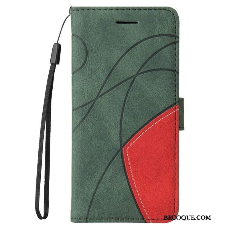 Etui Folio do Vivo Y16 z Łańcuch Dwukolorowy Pasek