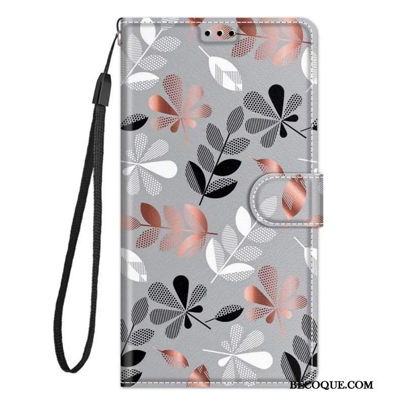 Etui Folio do Xiaomi 12 / 12X z Łańcuch Kwiatowy Na Ramiączkach