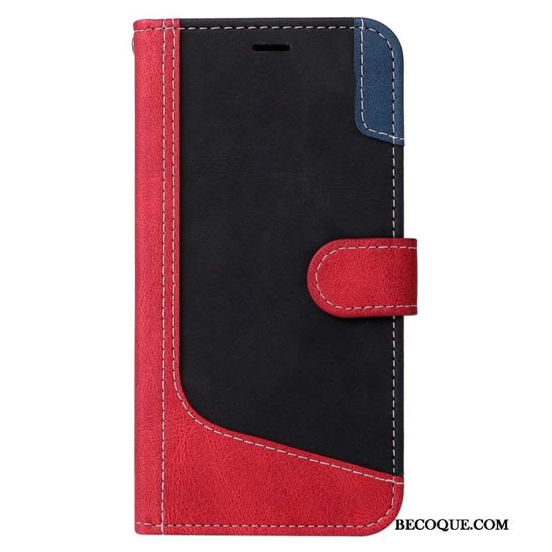 Etui Folio do Xiaomi 12 / 12X z Łańcuch Trójkolorowy Pasek