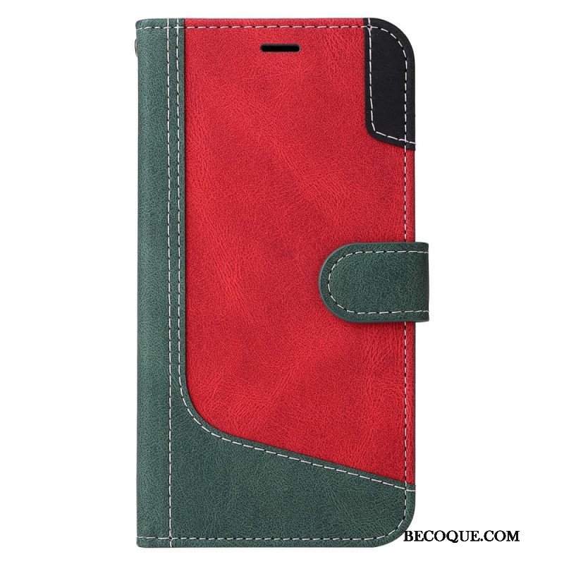 Etui Folio do Xiaomi 12 / 12X z Łańcuch Trójkolorowy Pasek