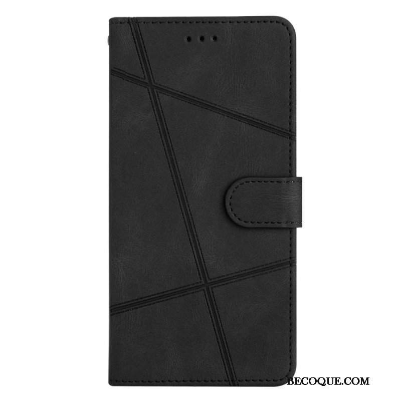 Etui Folio do Xiaomi 12 Lite z Łańcuch Linie Paska Z Efektem Skóry