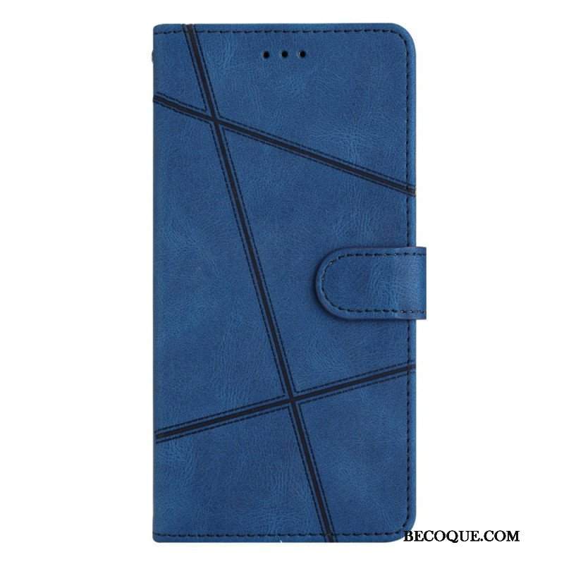 Etui Folio do Xiaomi 12 Lite z Łańcuch Linie Paska Z Efektem Skóry