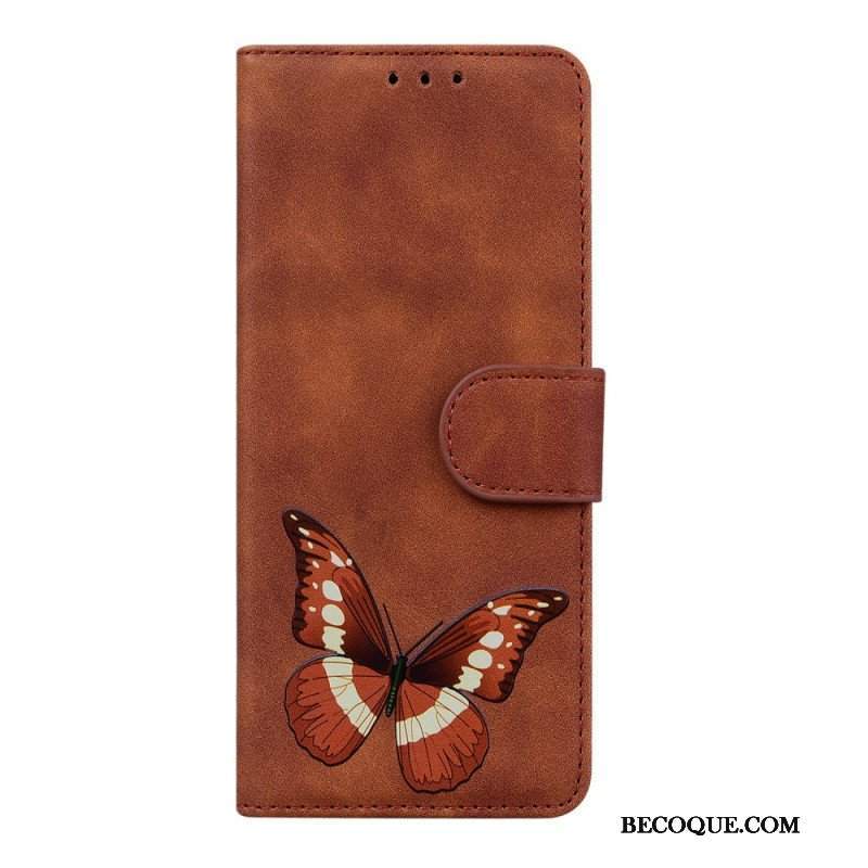 Etui Folio do Xiaomi 12 Pro Motyl Dotykający Skóry