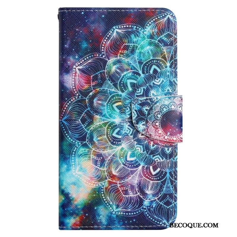 Etui Folio do Xiaomi 12T / 12T Pro z Łańcuch Błyskotliwa Mandala Z Paskami