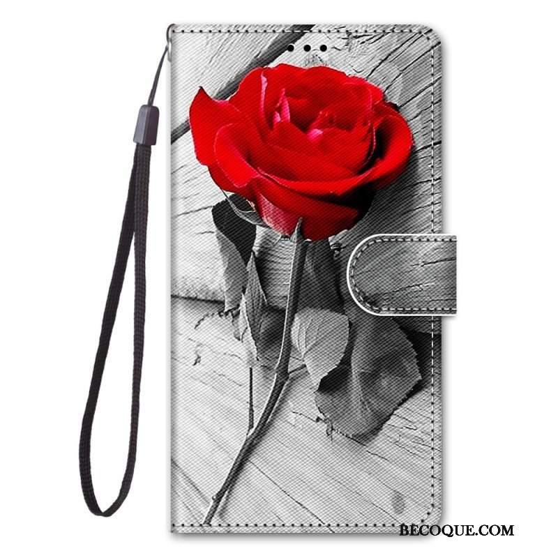 Etui Folio do Xiaomi 13 Kwiatowy Z Paskiem