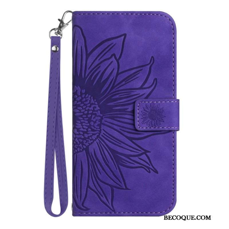 Etui Folio do Xiaomi 13 Pro Kwiat Z Smyczem