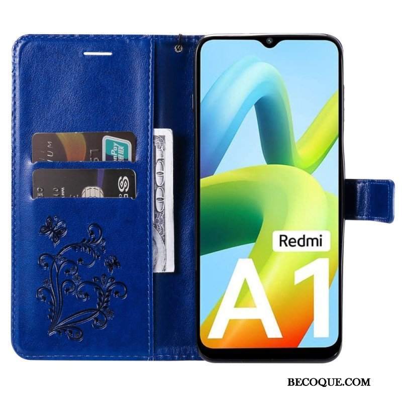 Etui Folio do Xiaomi Redmi A1 z Łańcuch Gigantyczne Motyle Paskowe