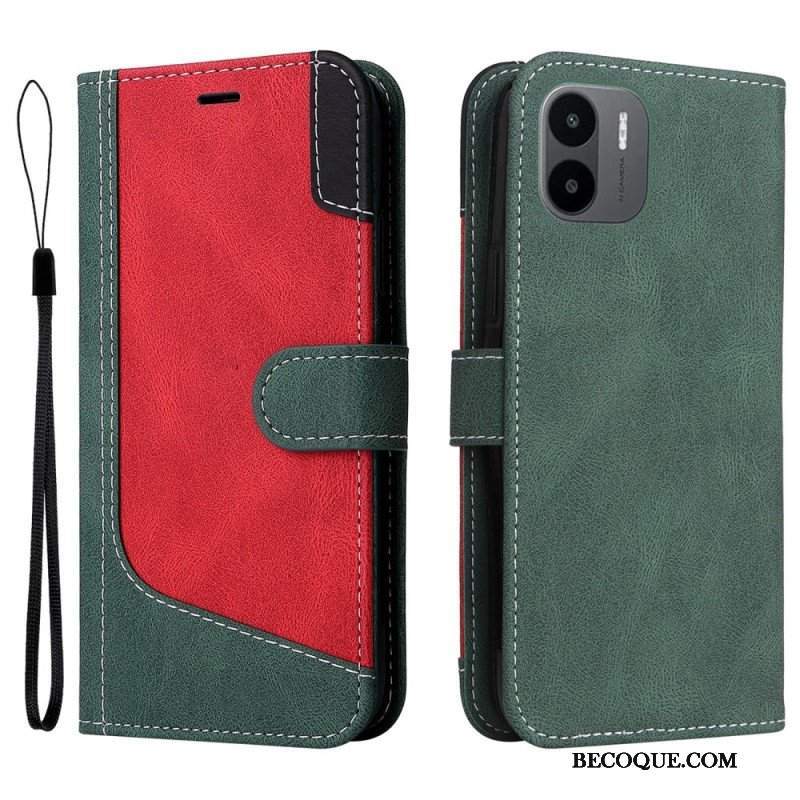 Etui Folio do Xiaomi Redmi A1 z Łańcuch Trójkolorowy Pasek