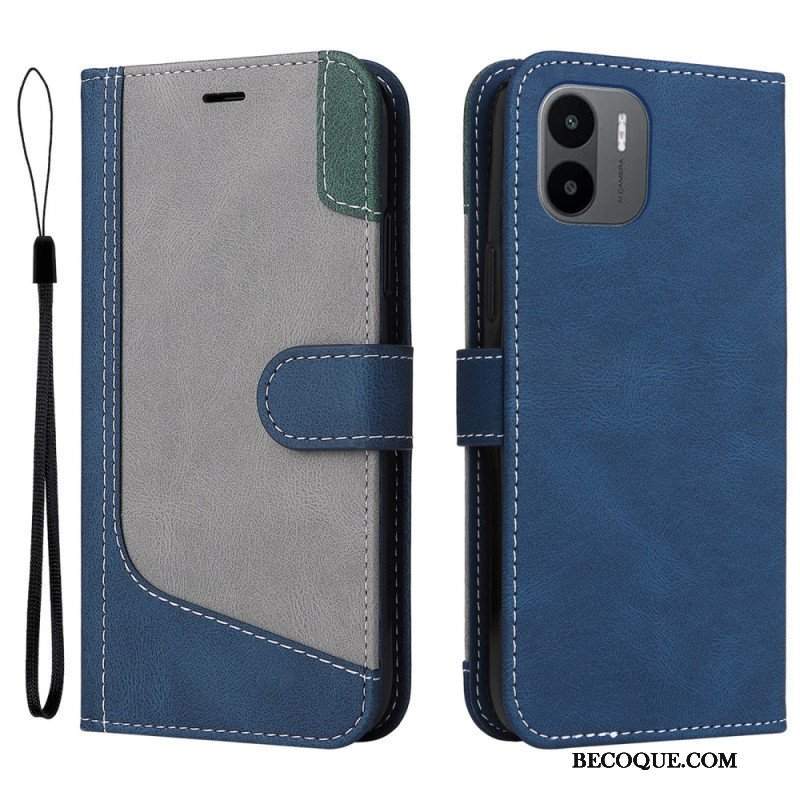 Etui Folio do Xiaomi Redmi A1 z Łańcuch Trójkolorowy Pasek