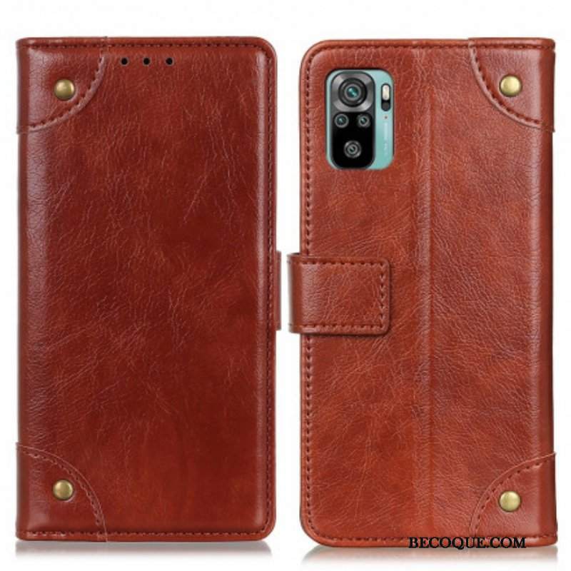 Etui Folio do Xiaomi Redmi Note 10 / 10S Nity W Stylu Vintage Ze Skóry Nappa