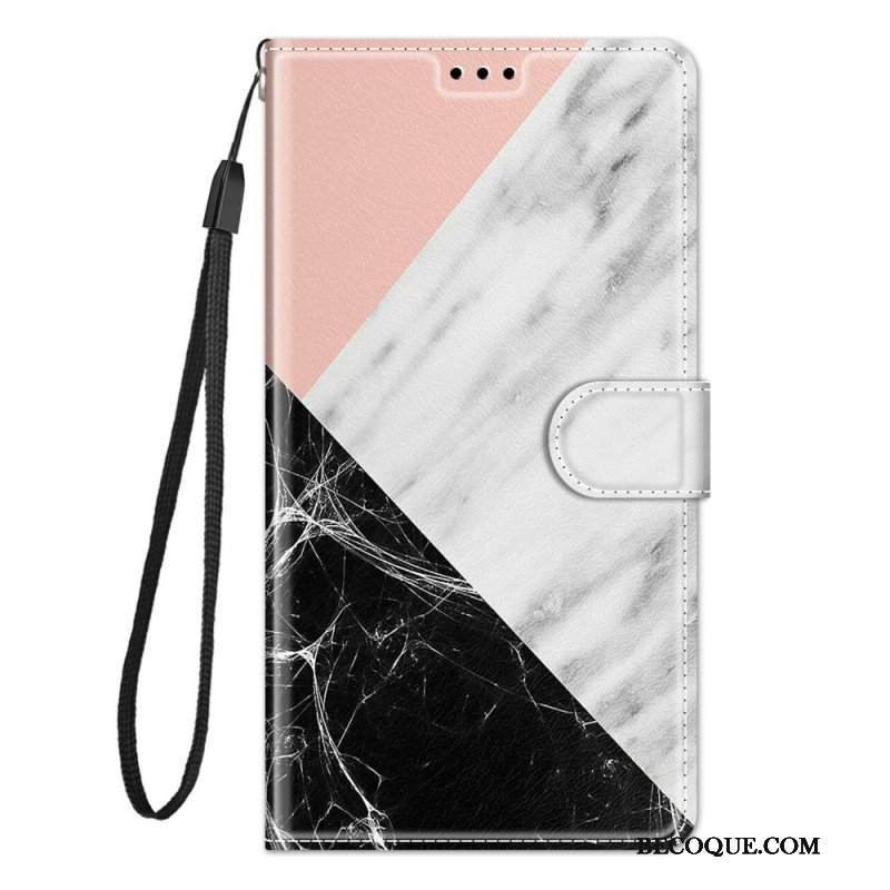 Etui Folio do Xiaomi Redmi Note 10 Pro Marmur Ze Smyczą