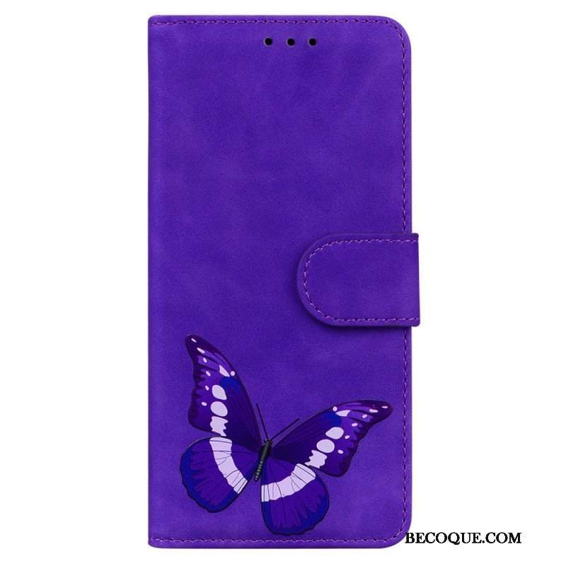 Etui Folio do Xiaomi Redmi Note 10 Pro Motyl Dotykający Skóry