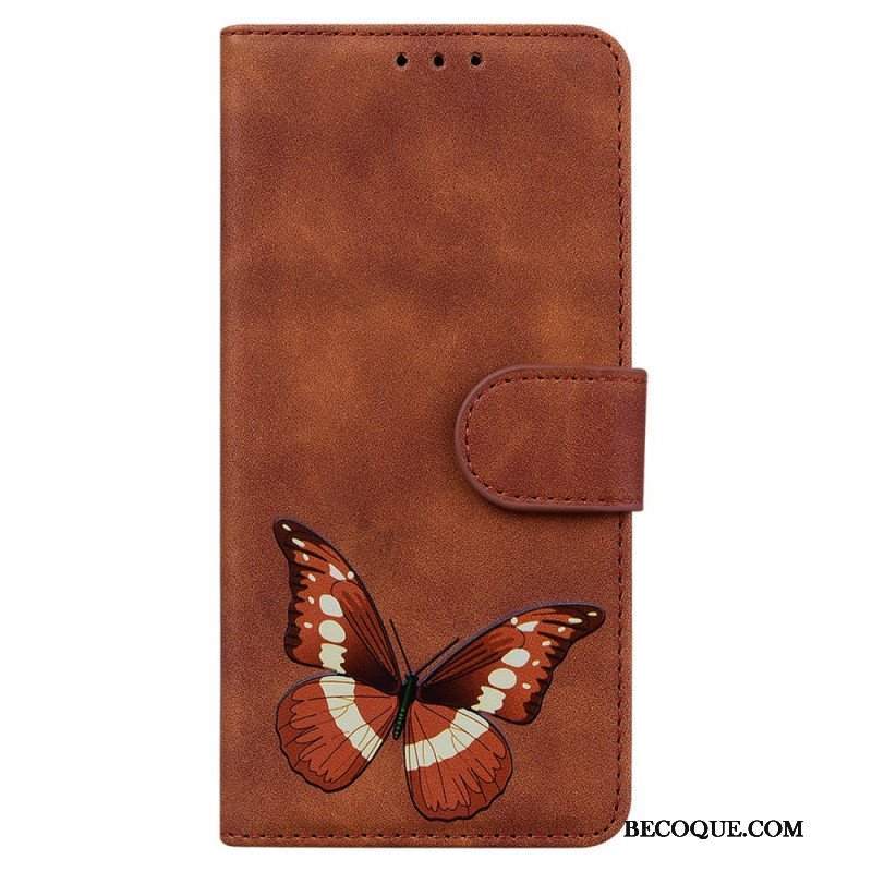 Etui Folio do Xiaomi Redmi Note 10 Pro Motyl Dotykający Skóry